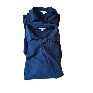 James Perse Polo Shirt Bundle Size 2 (Medium) Navy Blue Supima Cotton